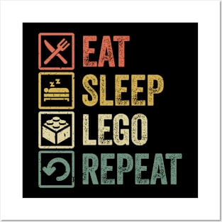 Funny eat sleep lego repeat retro vintage gift Posters and Art